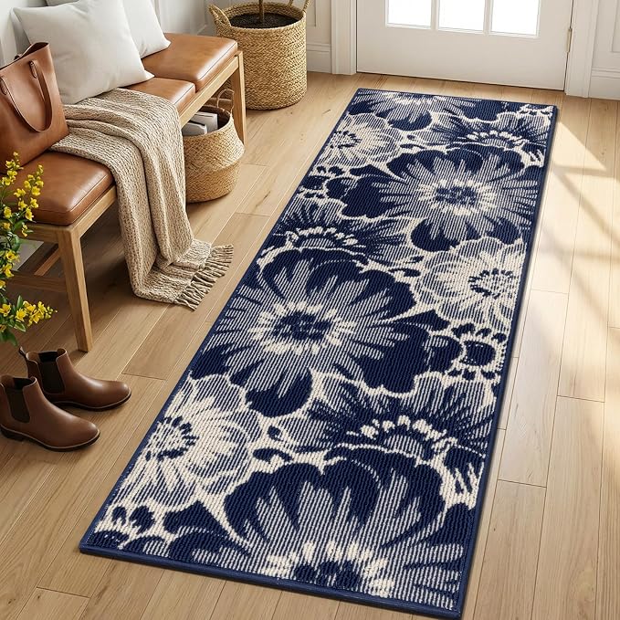 Findosom Hallway Runner Rug 2x8, Non Slip High-Low Textured Floral Washable - Image 7