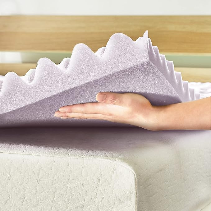Mellow 2 Inch 5-Zone Memory Foam Mattress Topper, Soothing Lavender Infusion, Dorm Essentials, Full