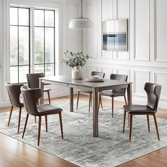 Soalmost Abstract Area Rug 6x9 for Living Room Washable Rugs Gray/White | - Image 3