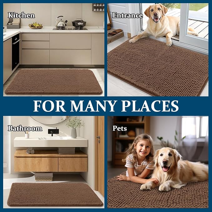 OLANLY Dog Door Mat for Muddy Paws 34x21, Super Absorbent Chenille Mud Mat | - Image 8