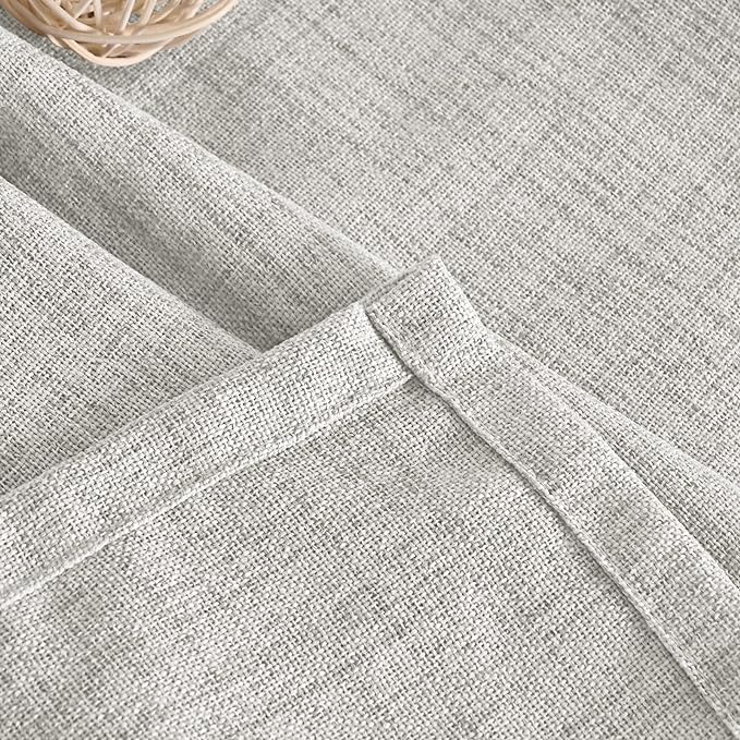 Extra Long Grey Linen Semi Sheer Curtains 102 Inch Length 2 Panels | Light - Image 7