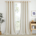 NICETOWN Natural Flax Linen Bedroom Curtains 90 inches Long, Grommet Semi Sheer by NICETOWN