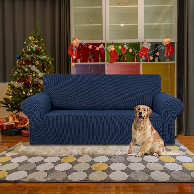Stretch Loveseat Couch Cover, 2 Cushion Couch Slipcover, Elastic Bottom - Image 2