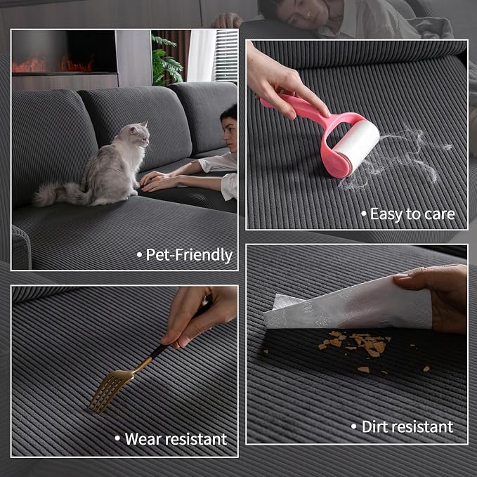 OHSIO Sectional Couch Covers, Wear Resistant Stretch Sofa Covers Washable Soft - Image 3