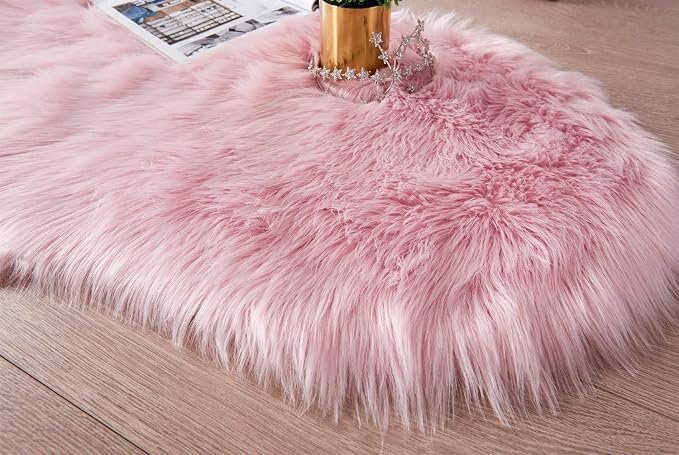 SERISSA 2x6 Fluffy Pink Faux Fur Area Rug - Image 5