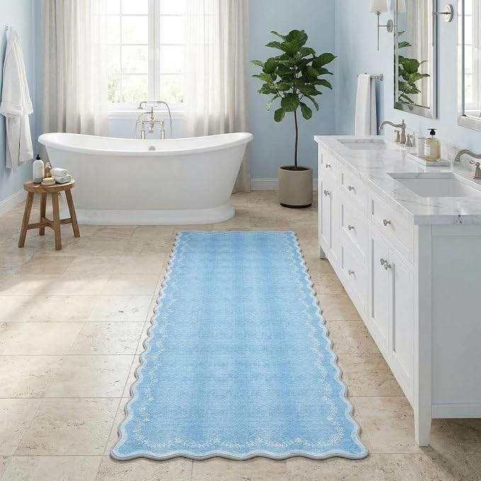 GarveeHome 2x6 Scalloped Washable Runner Rug Non Slip Hallway Kitchen Rug | - Image 3