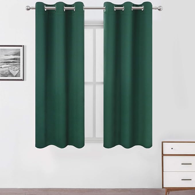 Green Blackout Curtains 34 x 54 Inch Length/Set of 2 Curtain Panels/Thermal by Lemomo