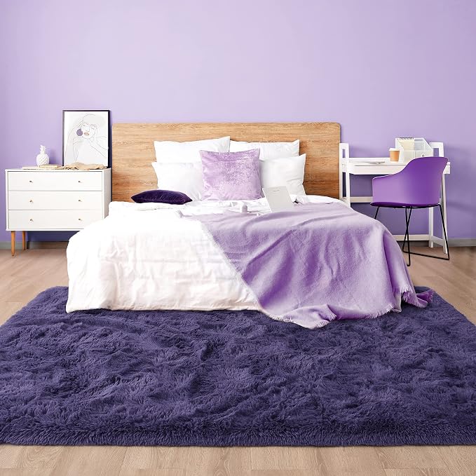 9x12 Extra Large Taro Purple Fluffy Area Rug Non-Slip - Image 2