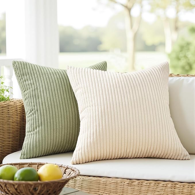 Topfinel Green White Spring Pillow Covers 18x18 Inch Set of 4 Boho Nordic - Image 6