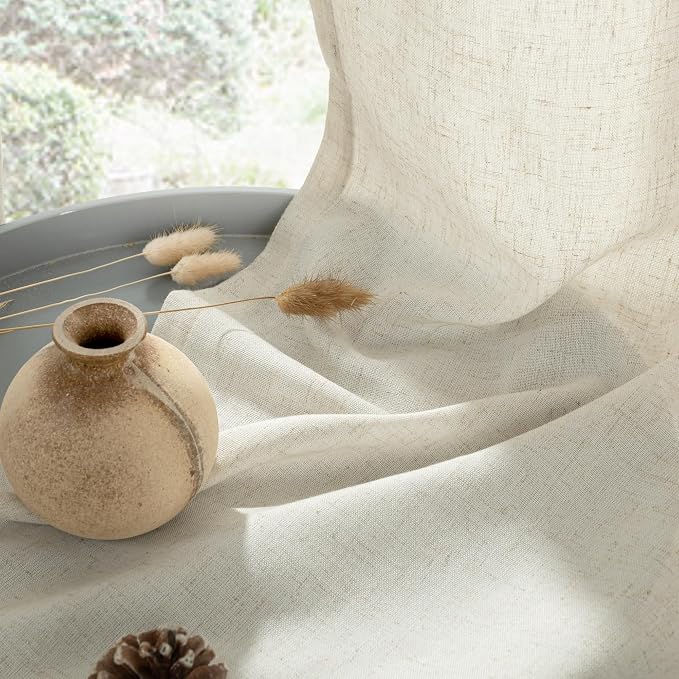 YoungsTex Natural Linen Curtains 72 Inch Length 2 Panels - Image 9