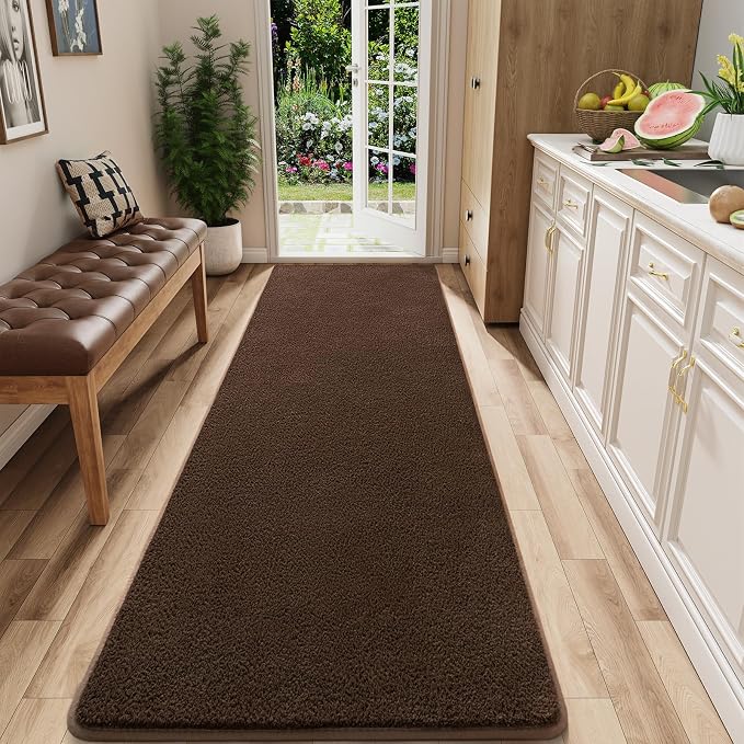 2x8 Runner Rug for Hallway, Long Runner Rugs Non Slip, Coffee | Soft Washable by AROGANAREARUG