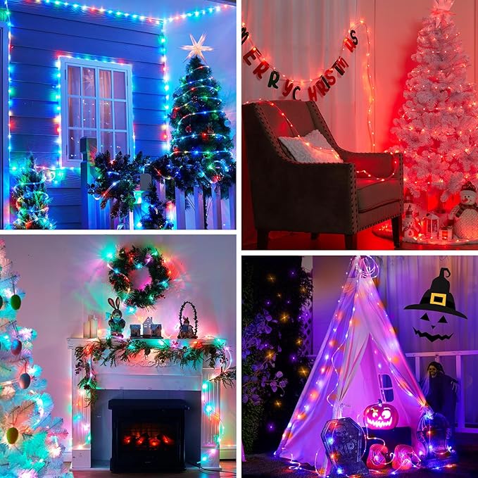 Brightown Rope Lights Outdoor, 33 FT 24 Color Changing String Lights with Remote, 100 LED String Lights Indoor Bedroom, Rope Light for Outside, Waterproof Christmas Lights for Outdoor Decoration