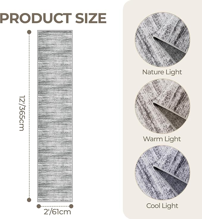 2x12 Runner Rug Non Slip, Washable Hallway Runner Rug, Laundry Room, Soft - Image 2