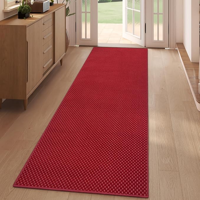Kitchen Runner Rug Mat Non Slip Hallway Runner Washable Red 2x6 ft | Boho Soft - Image 3