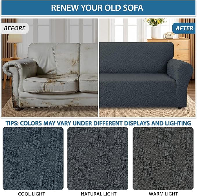 ZNSAYOTX 1 Piece Stretch Oversized Sofa Covers, New Plaid Couch Cover - Image 5