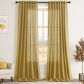Gold Linen Curtains 90 Inch Long 2 Panels Set by Nanspring