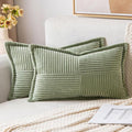 MIULEE Decorative Lumbar Throw Pillow Covers 12x20 Inch Sage Green 2 Pack | by MIULEE