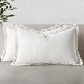 MIULEE Boho Linen Fringe Decorative Lumbar Throw Pillow Covers White 12x20 | by MIULEE