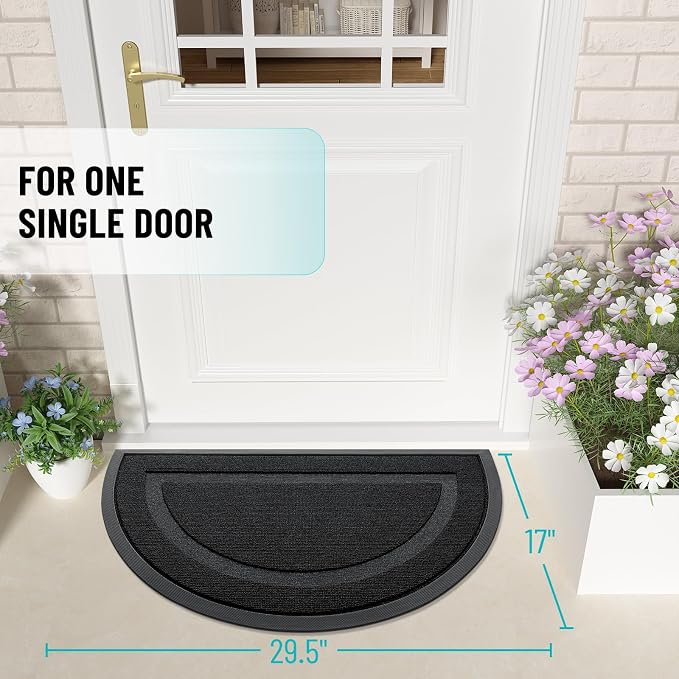 OLANLY Half Circle Front Door Mat Outside 29.5x17 All-Season Rubber Doormat | - Image 2
