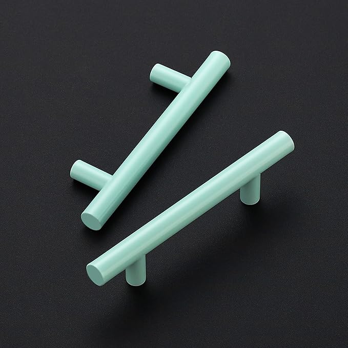 Ravinte 12 Pack | 5 Inch Cabinet Pulls Green Stainless Steel Kitchen Drawer Pulls Cabinet Handles 5 InchLength, 3 Inch Hole Center