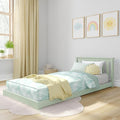 Max & Lily Classic Twin Floor Bed, 79.75 Inches, Solid Wood Low Bed Frame for Kids, Modern Floor Bed for Bedroom, Sage Green