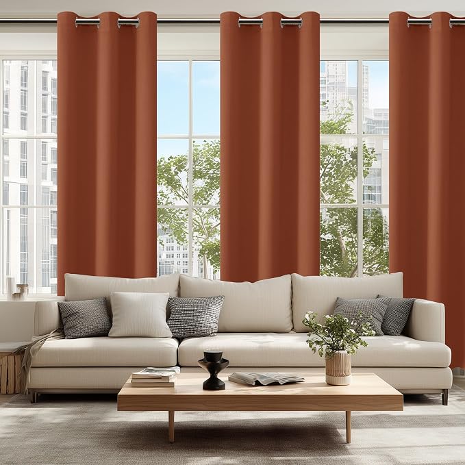 Blackout Curtains for Bedroom, 38 x 84 Inches Long, Burnt Ochre | Thermal - Image 6