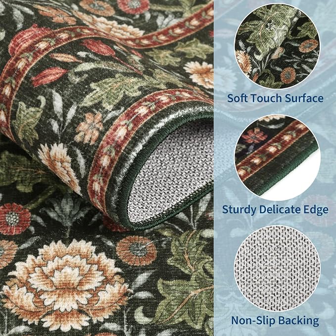 GarveeHome Washable Runner Rug 2x6, Non Slip Floral Kitchen Runner - Image 4