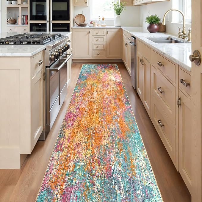 RELEANY Washable Runner 2'x10' Abstract Area Rug - Image 2