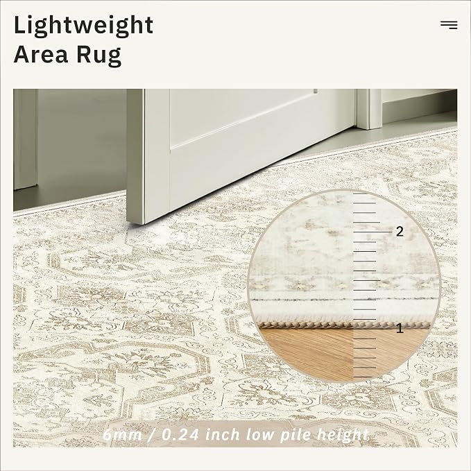 Soalmost 4x6 Area Rug for Living Room, Washable Rugs Non-Slip, Thin Foldable - Image 7