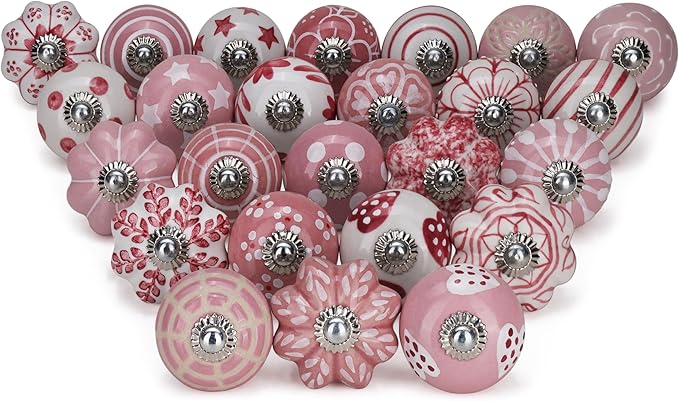 Assorted Cabinet Knobs Mandala Ceramic Door Knobs Colorful Kitchen Furniture Drawers Knobs for Cabinets Kitchen Furniture Drawers Interior Décor Wardrobe-Pack of 12