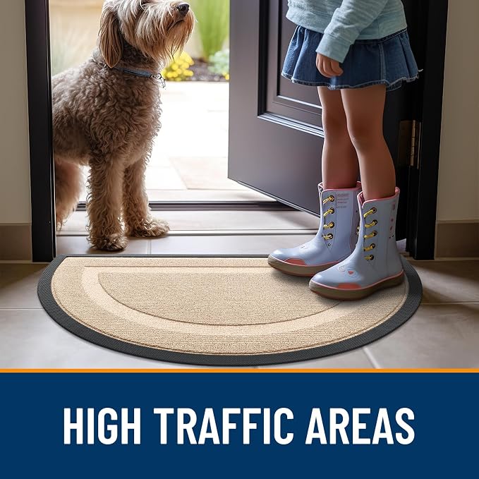 OLANLY Half Circle Front Door Mat Outside 29.5x17 All-Season Rubber Doormat | - Image 7