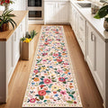 Floral Washable 2x10 Area Rugs Runner Entryway Hallway Pink | Flower Carpet by RELEANY