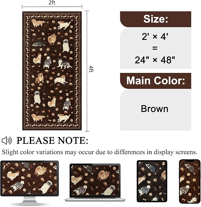 DUKINO 2x4 Rug Runner, Washable Dog Bathroom Rug Soft Non Slip, Non-Shedding - Image 2