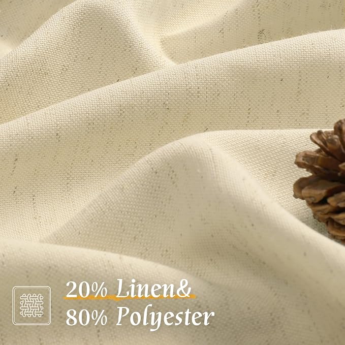 45 Inch Length Beige Short Linen Curtains - Image 2