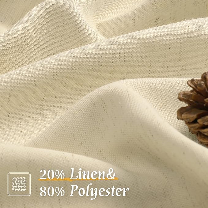 Beige Semi Sheer Linen Curtains 84 inches - Image 2