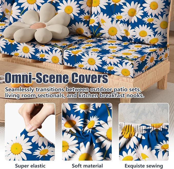 8Pcs Outdoor Cushion Covers, Stretch Patio Furniture Couch Chair Slipcovers | - Image 4