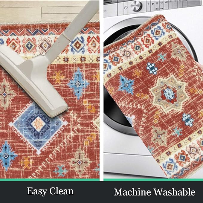 HEBE Boho Kitchen Rugs Set of 3, Non Slip Washable Kitchen Mats - Image 5