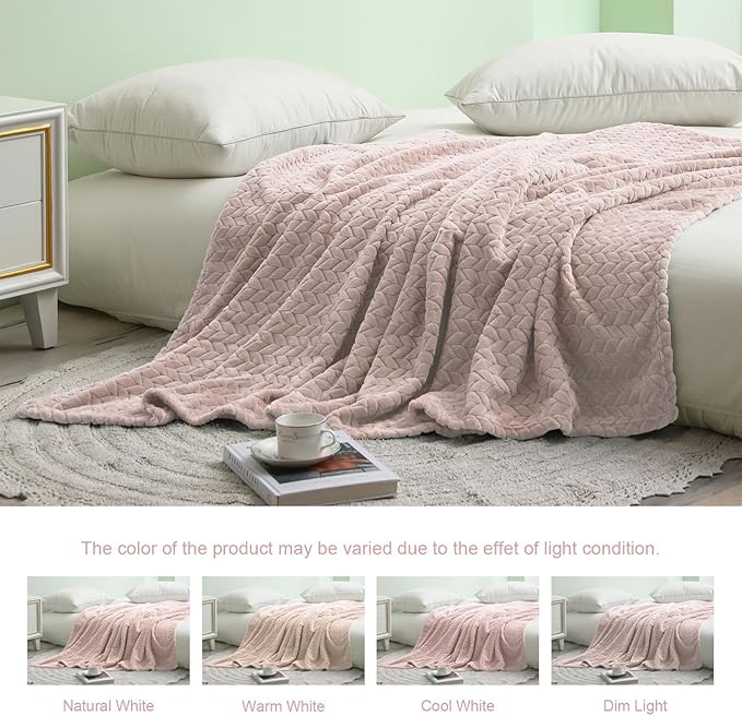 Exclusivo Mezcla Fleece King Size Blanket for Bed, 90x104 Inches Soft Cozy Jacquard Flannel Blankets, Lightweight Fuzzy Plush Warm for Winter, Camel