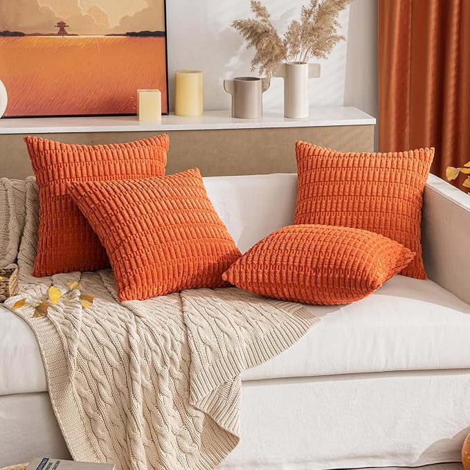 MIULEE Fall Lumbar Corduroy Decorative Throw Pillow Covers 12x20 Orange | Pack - Image 7