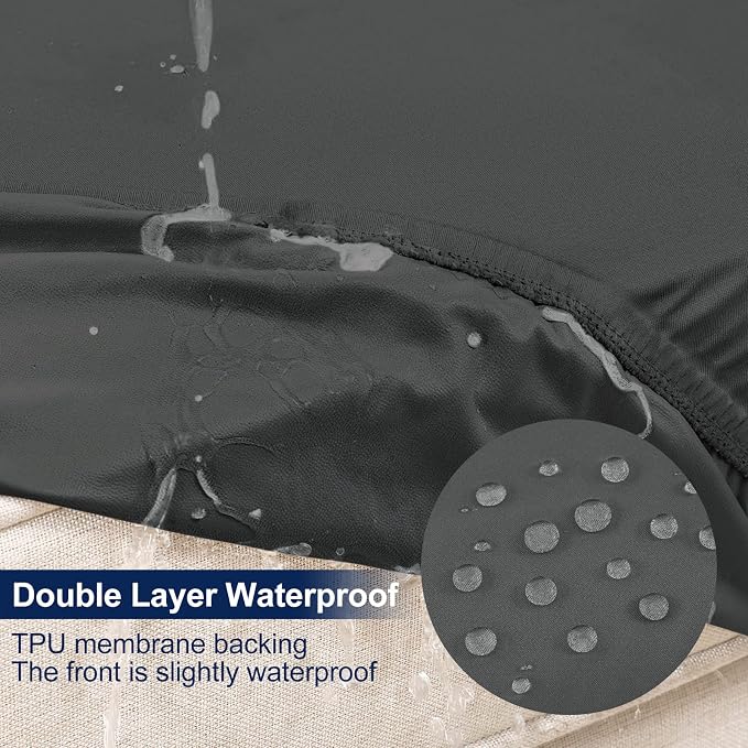 Smiry Waterproof Patio Cushion Covers, Stretch Outdoor Furniture Covers | Couch - Image 2