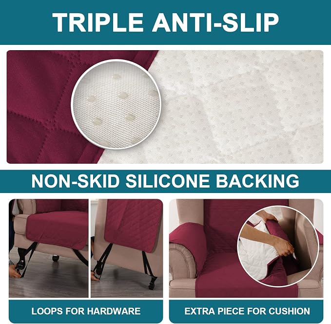 Turquoize 100% Waterproof Wing Chair Cover Wing Armchair Slipcovers Chair Couch - Image 4