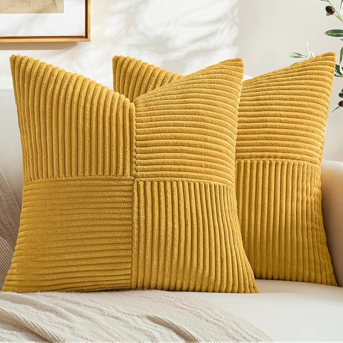 MIULEE Mustard Yellow Decorative Throw Pillow Covers by MIULEE