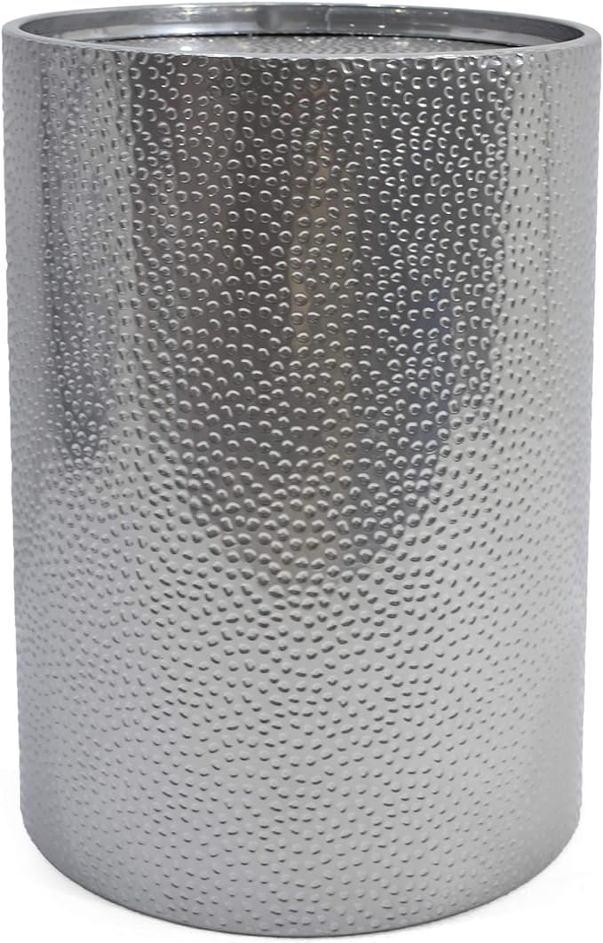 Christopher Knight Home Rache Modern Round Accent Table with Hammered Iron, Silver, 16 in x 16 in x 22.25 in