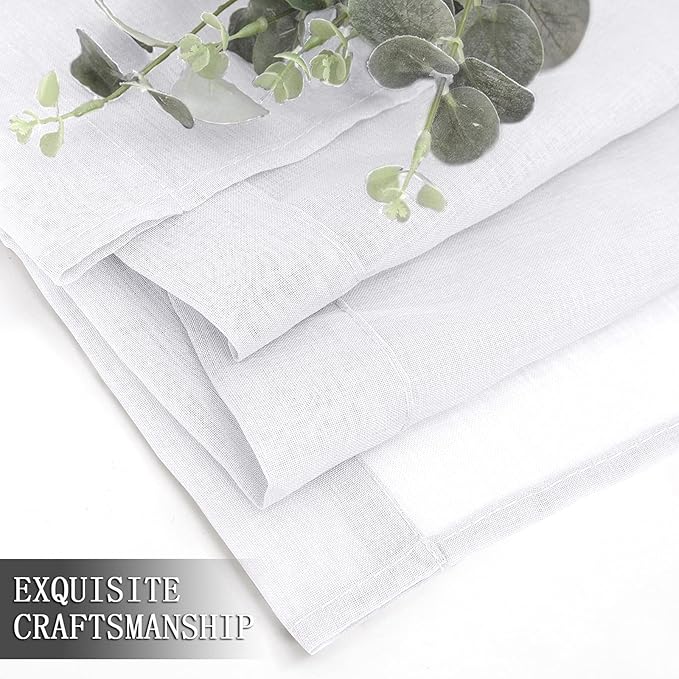 Tollpiz Short Sheer Curtains Living Room Linen Textured Curtain Sheers Light - Image 7