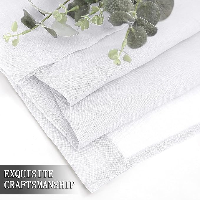 Tollpiz Short Sheer Curtain Linen Textured Bedroom Curtains Sheer Light - Image 7