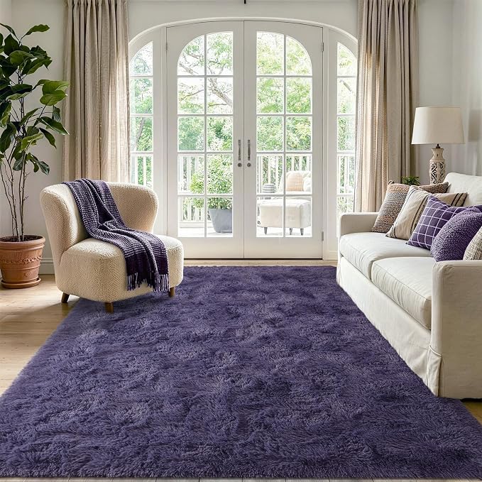 4x6 Taro Purple Fluffy Soft Area Rug Non-Slip - Image 2