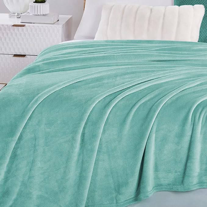 Walensee Fleece Blanket Plush Throw Fuzzy Lightweight (Queen Size 90x90 Light Blue) Super Soft Microfiber Flannel Blankets for Couch, Bed, Sofa Ultra Luxurious Warm and Cozy for All Seasons