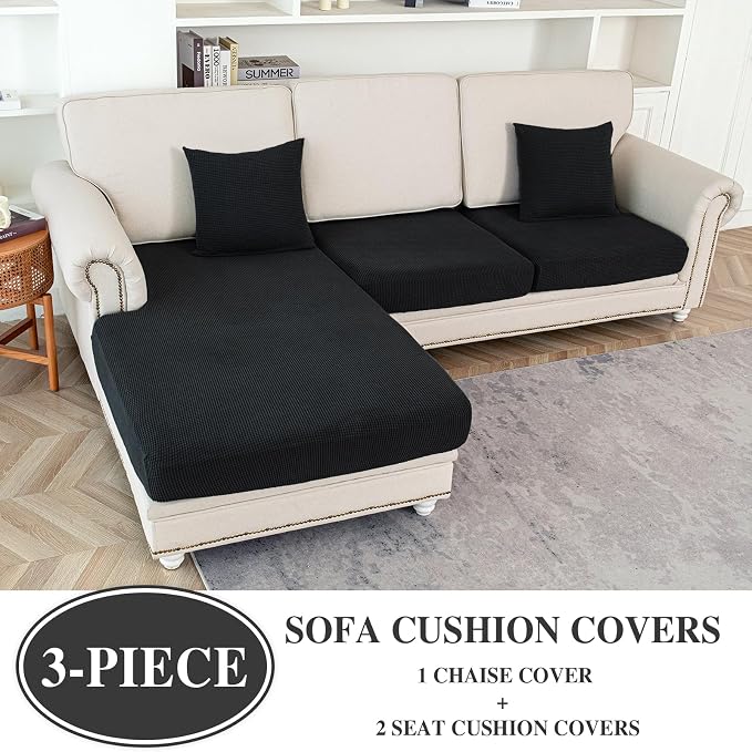 LA MEACK Couch Cushion Covers for Sectional Sofa L Shape Washable Separate Seat - Image 2