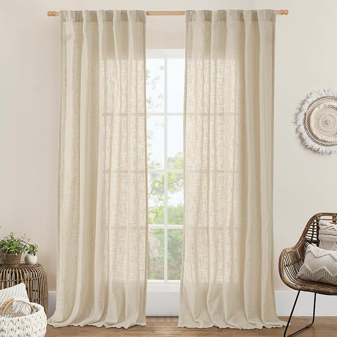 Light Filtering Linen Curtains 84 inches Long by LAMIT