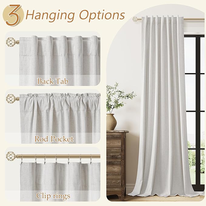 108 Inch Long Natural 100% Blackout Curtains - Image 6